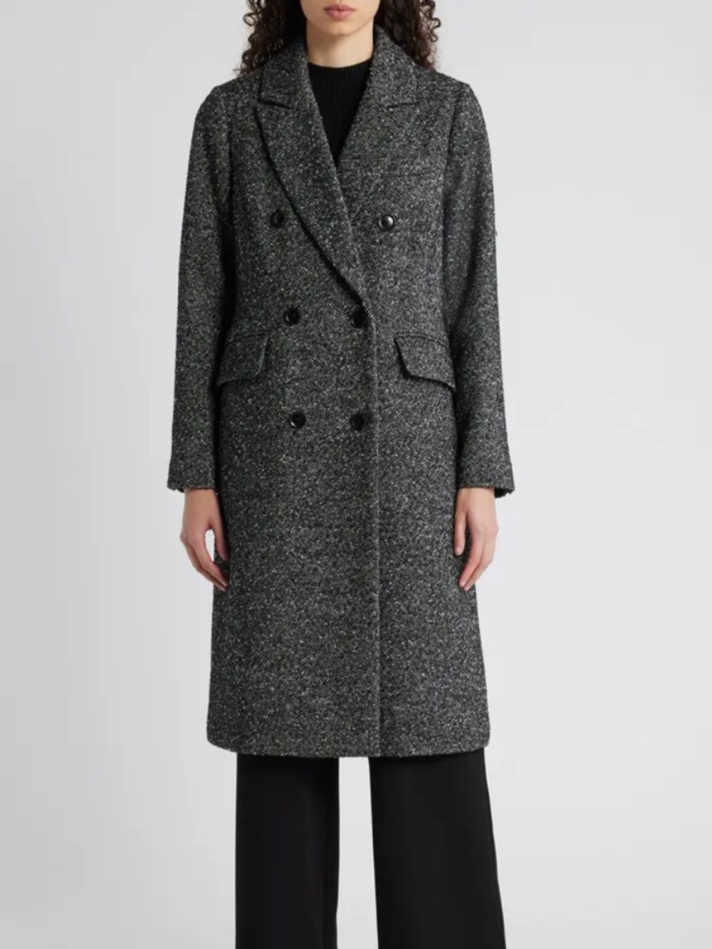 BCBGMaxAzria Twill Double-Breasted Pea Coat | SZ L